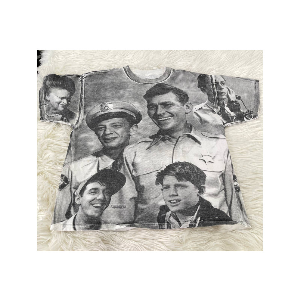 VTG Andy Griffith Show Mayberry All Over Print Cast 1992 T-Shirt Sz XL